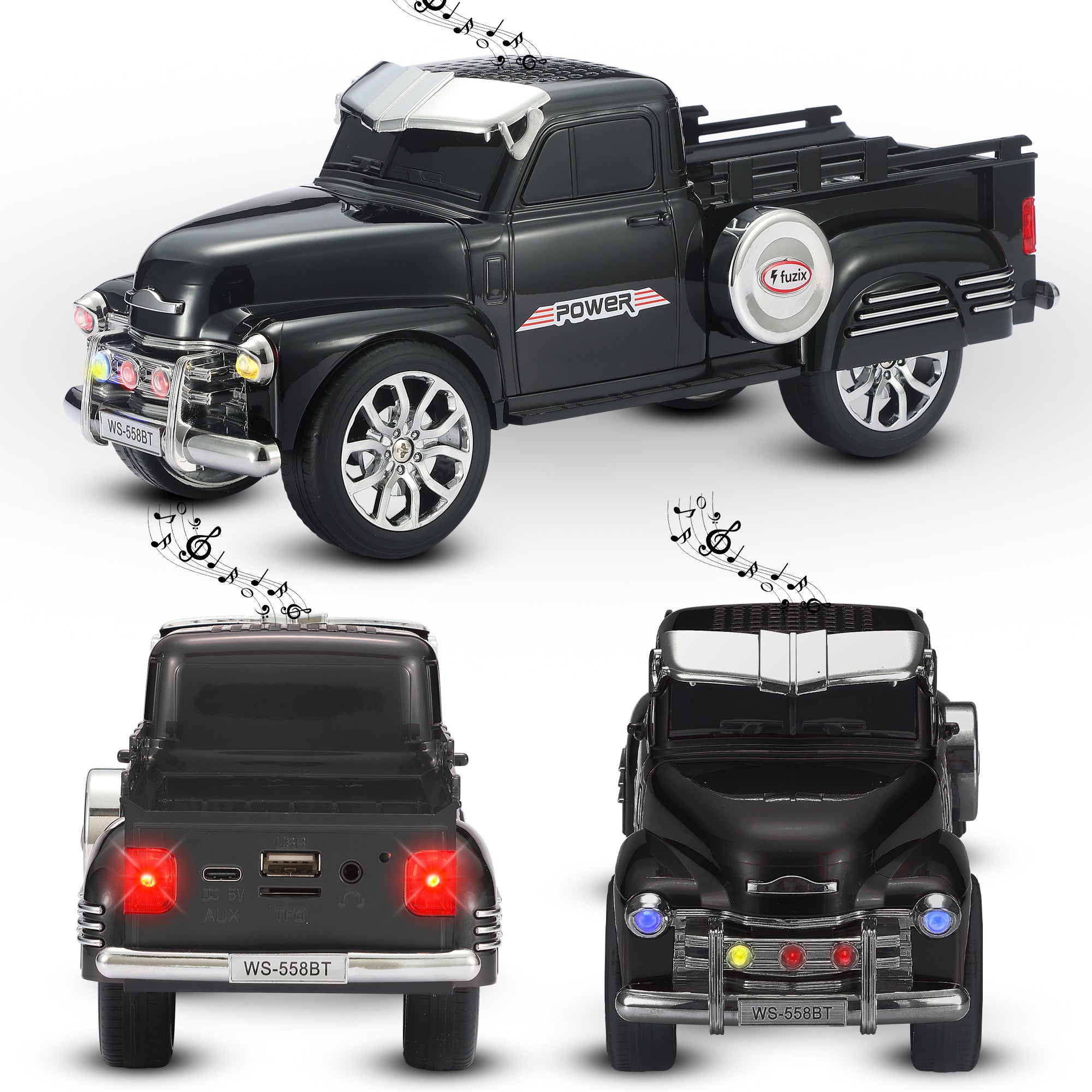 Fuzix WS-558 Car Bluetooth Portable Speaker with LED AUX USB FM Rechargeable