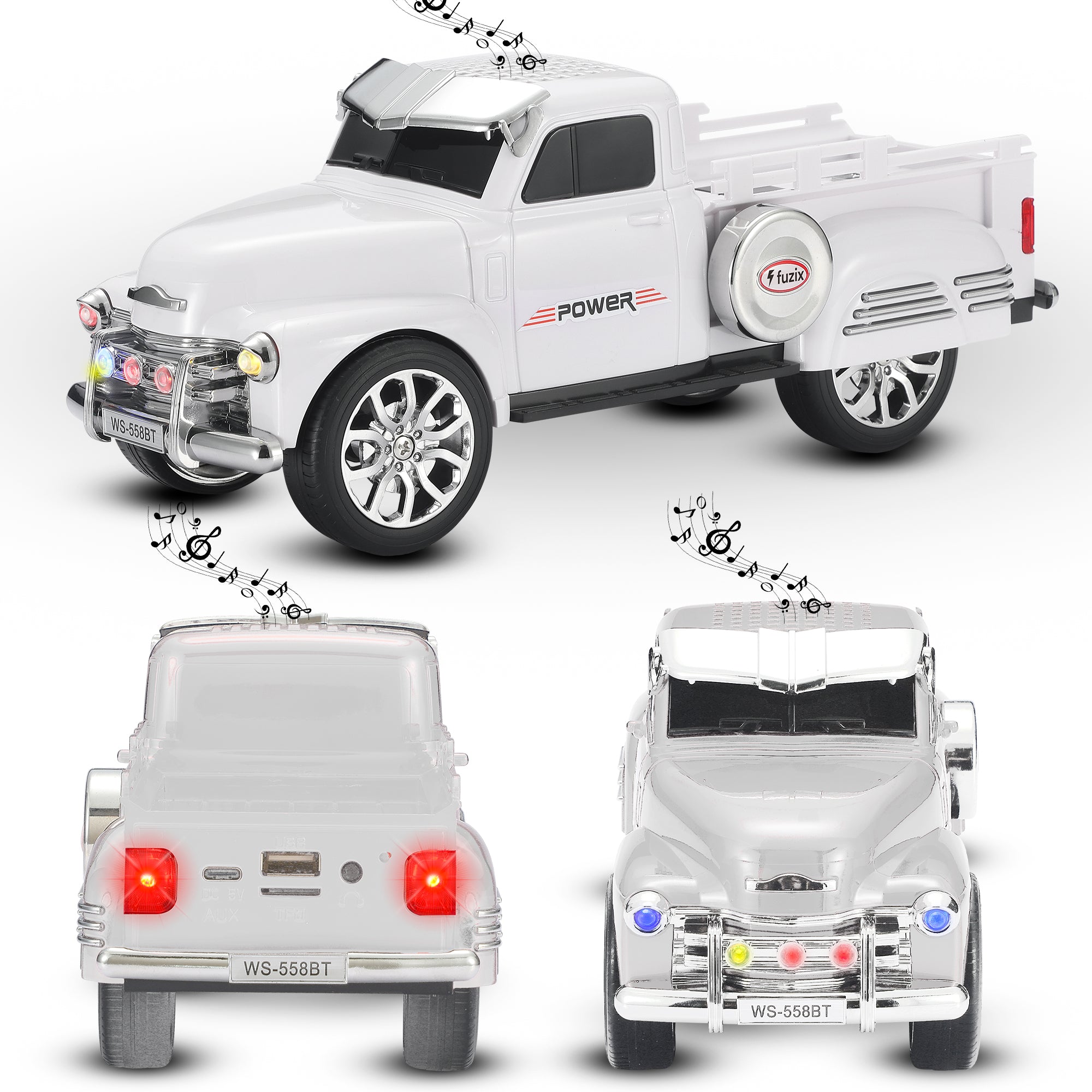 Fuzix WS-558 Car Bluetooth Portable Speaker with LED AUX USB FM Rechargeable