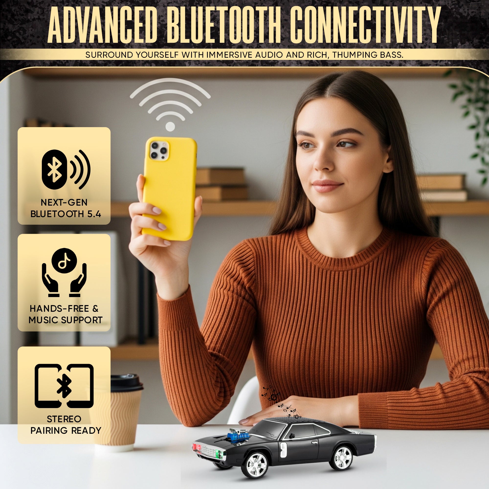 Fuzix WS-1968 Car Bluetooth Portable Speaker with LED AUX USB FM Rechargeable
