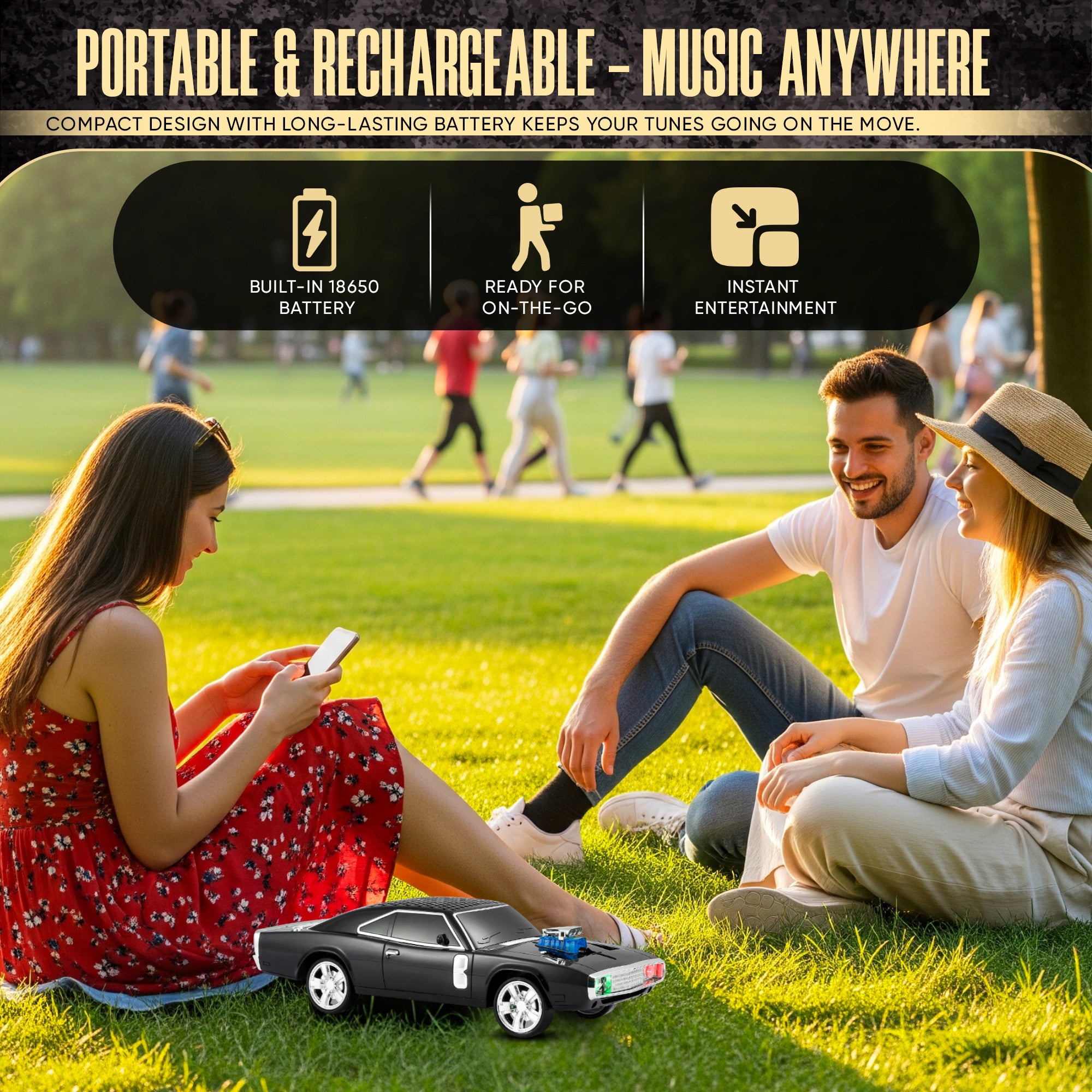 Fuzix WS-1968 Car Bluetooth Portable Speaker with LED AUX USB FM Rechargeable