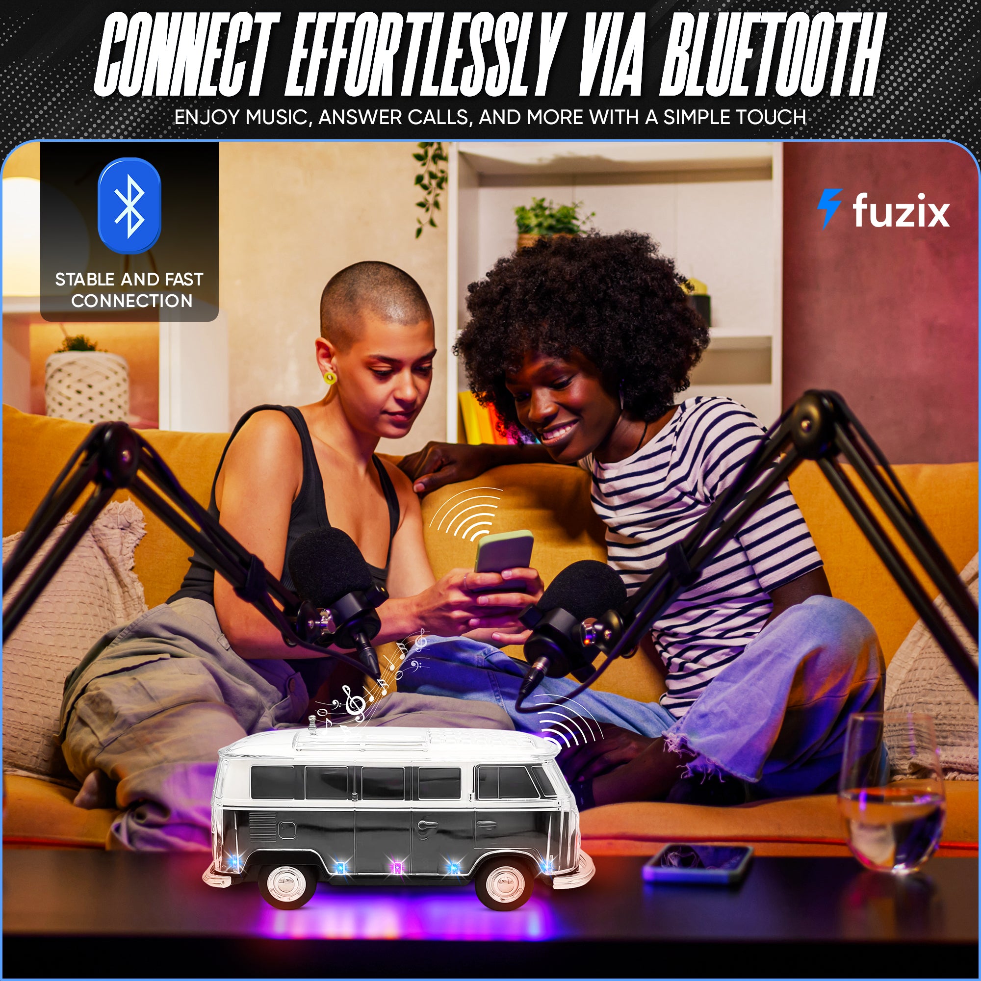 WS-267 Bluetooth Speaker Car Replica Retro Ride with FM Radio, USB, SD, AUX Input LED