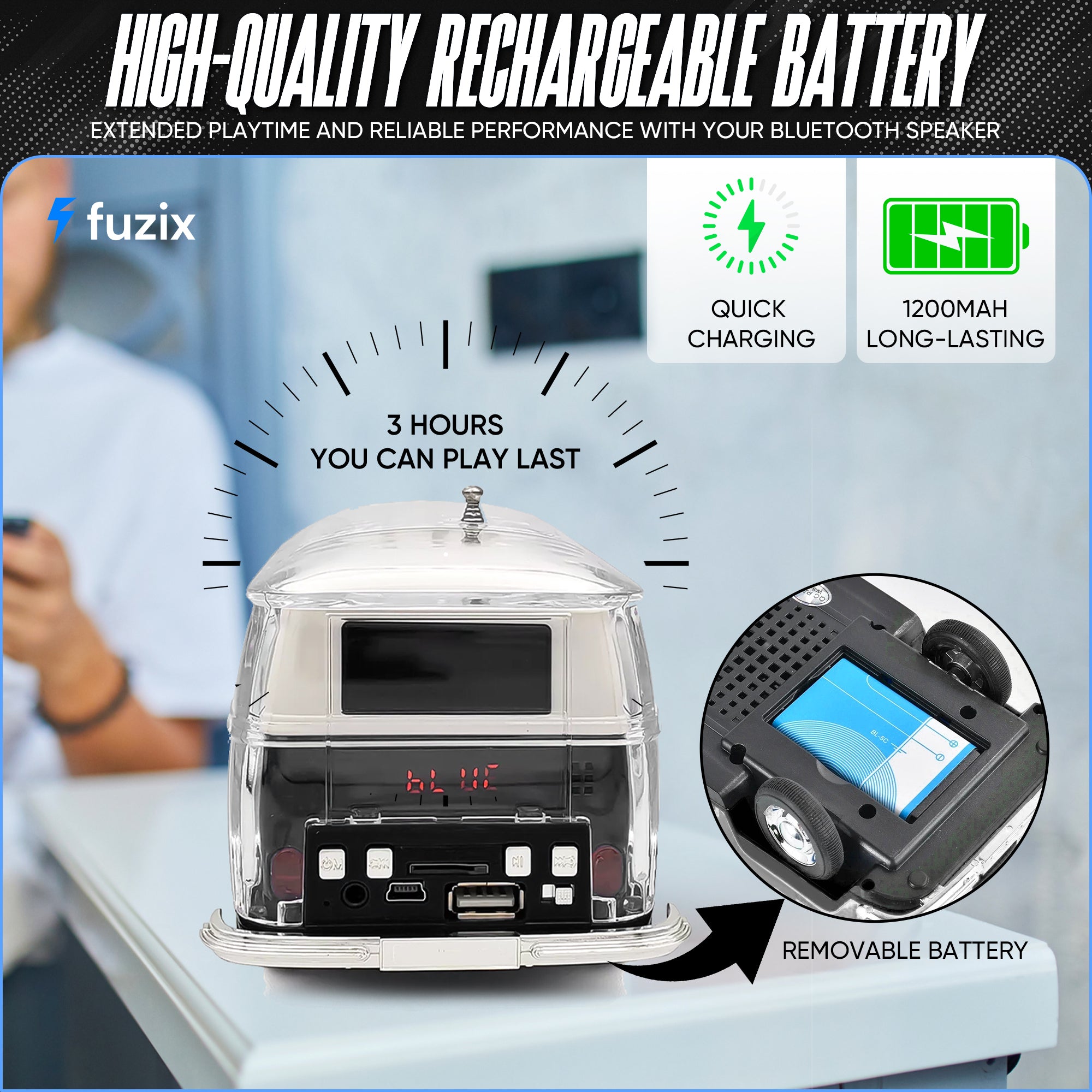 WS-267 Bluetooth Speaker Car Replica Retro Ride with FM Radio, USB, SD, AUX Input LED