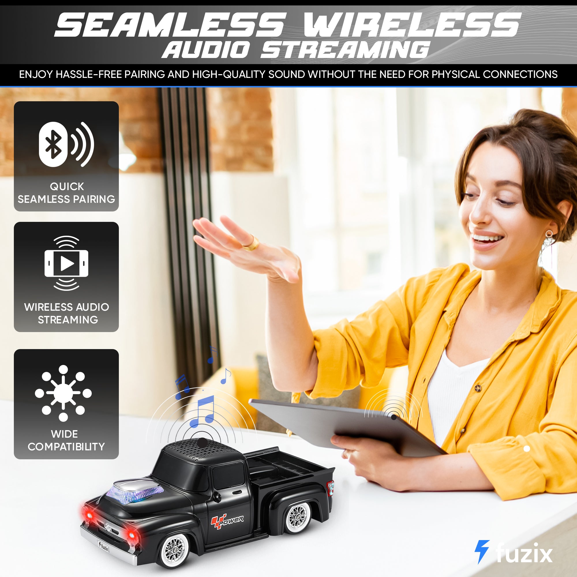 Fuzix WS-538 Car Bluetooth Portable Speaker with LED AUX USB FM Rechargeable