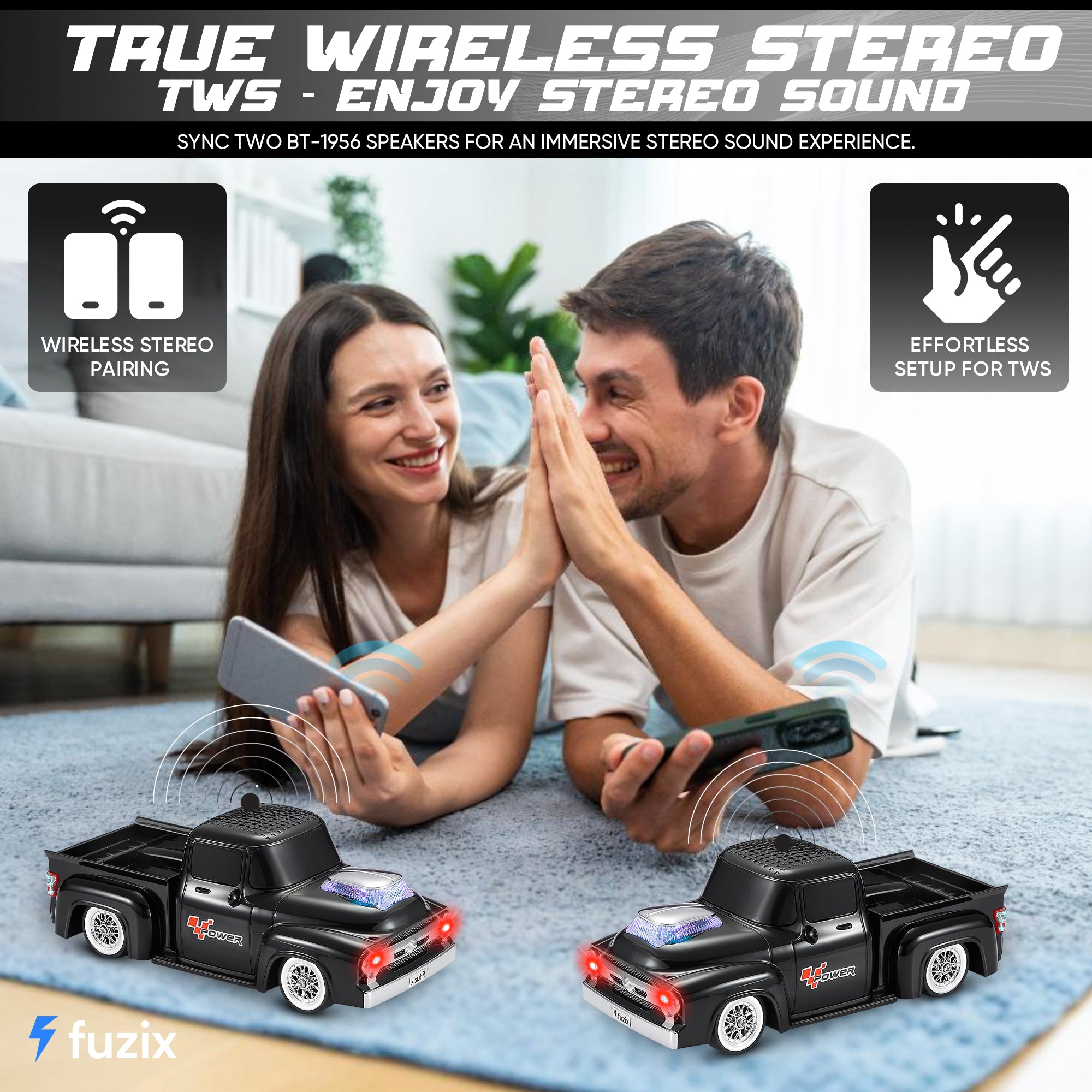Fuzix WS-538 Car Bluetooth Portable Speaker with LED AUX USB FM Rechargeable