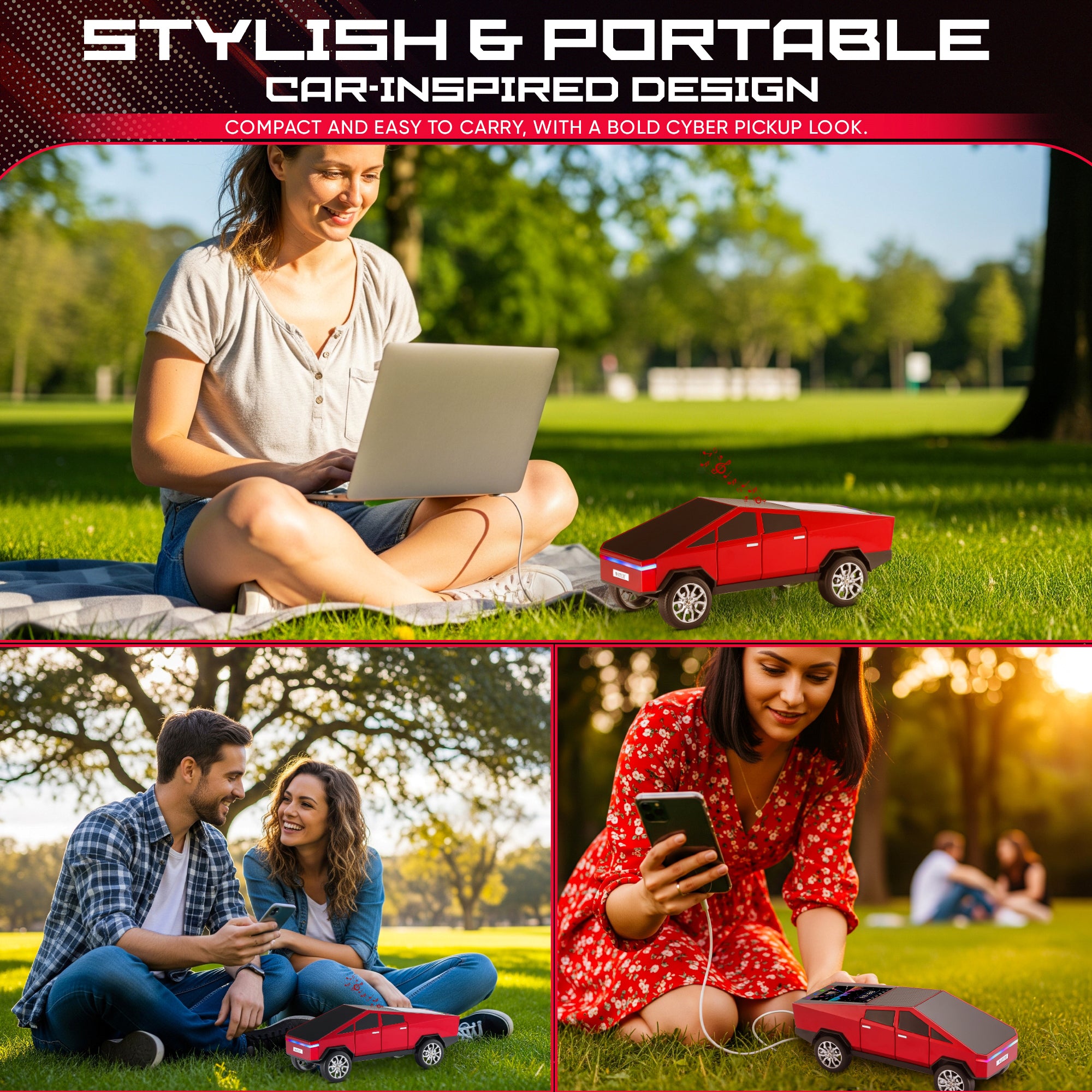 Fuzix WS-580 Car Bluetooth Portable Speaker with LED AUX USB FM Rechargeable