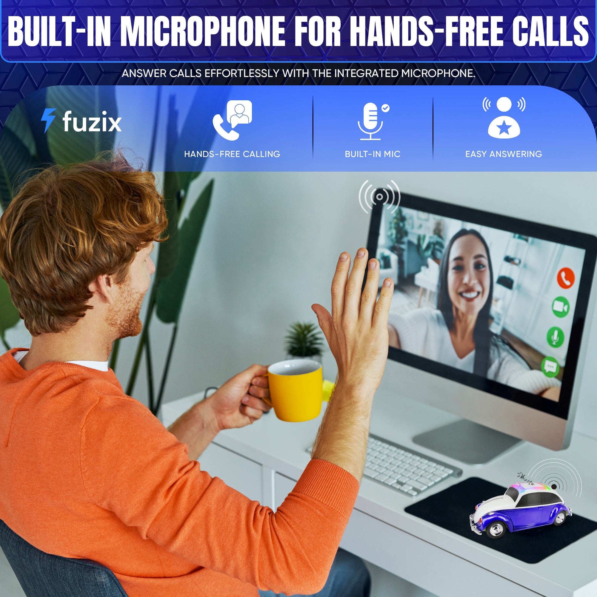 Fuzix WS-1958 Car Bluetooth Portable Speaker with LED AUX USB FM Rechargeable