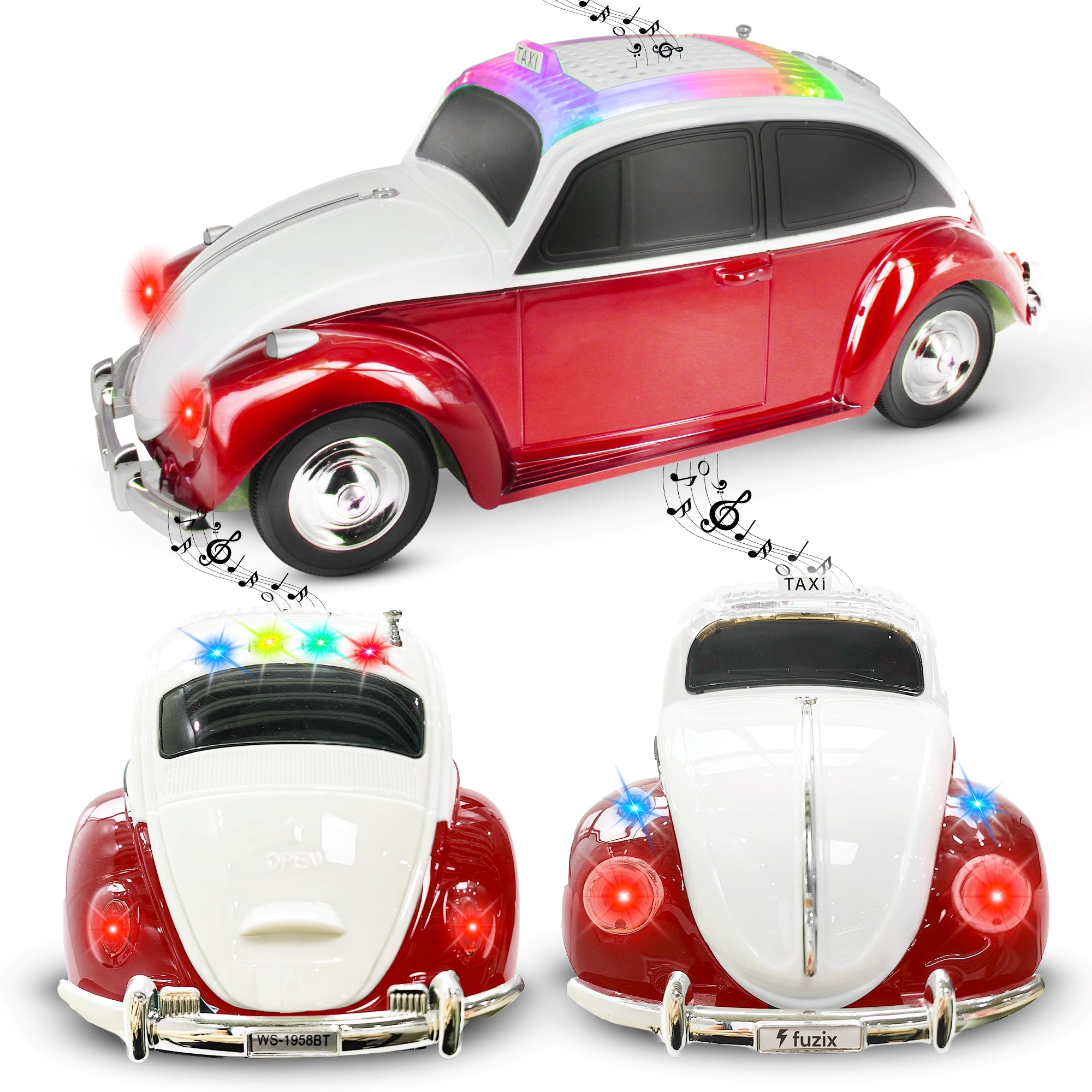 Fuzix WS-1958 Car Bluetooth Portable Speaker with LED AUX USB FM Rechargeable