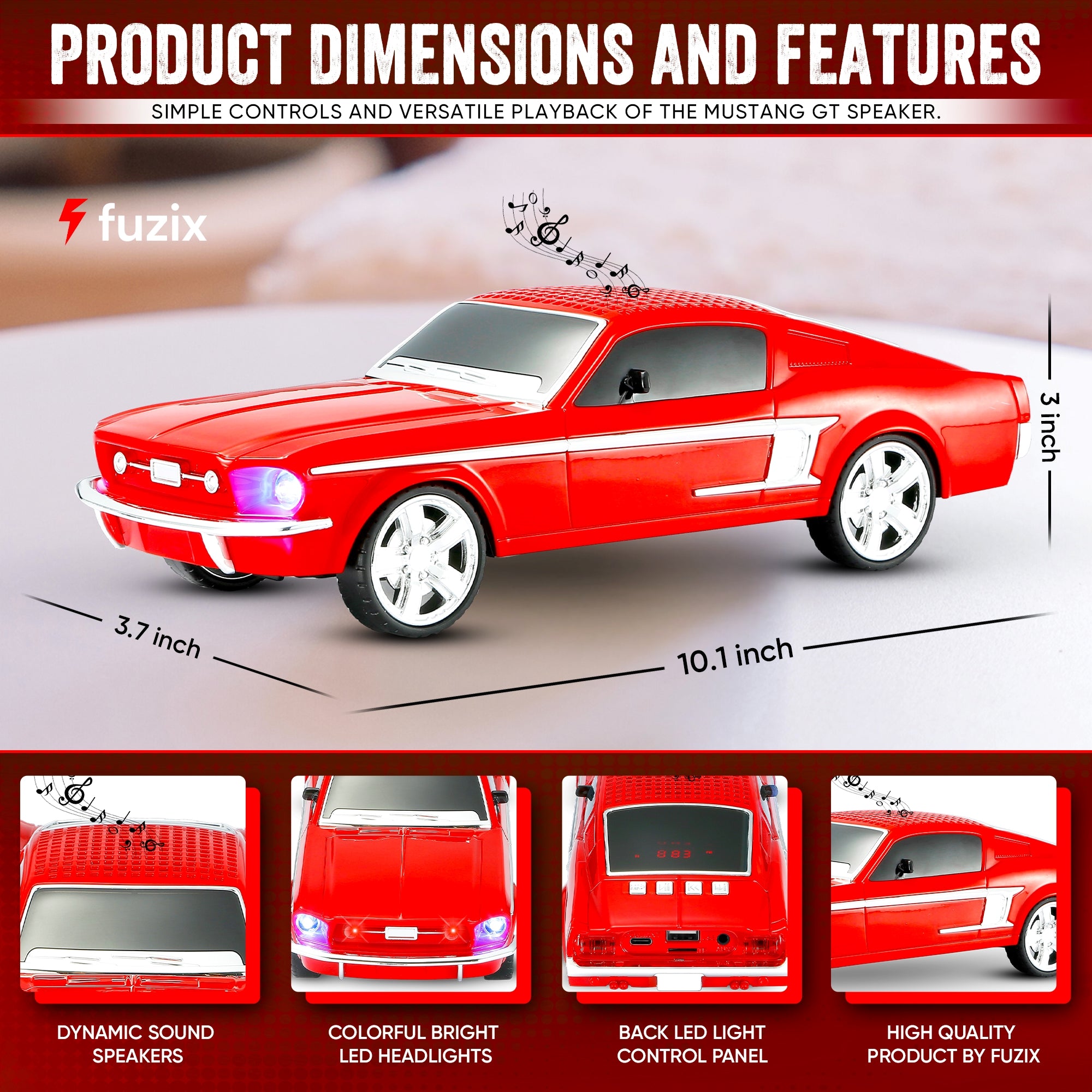 Fuzix WS-1967 Car Bluetooth Portable Speaker with LED AUX USB FM Rechargeable
