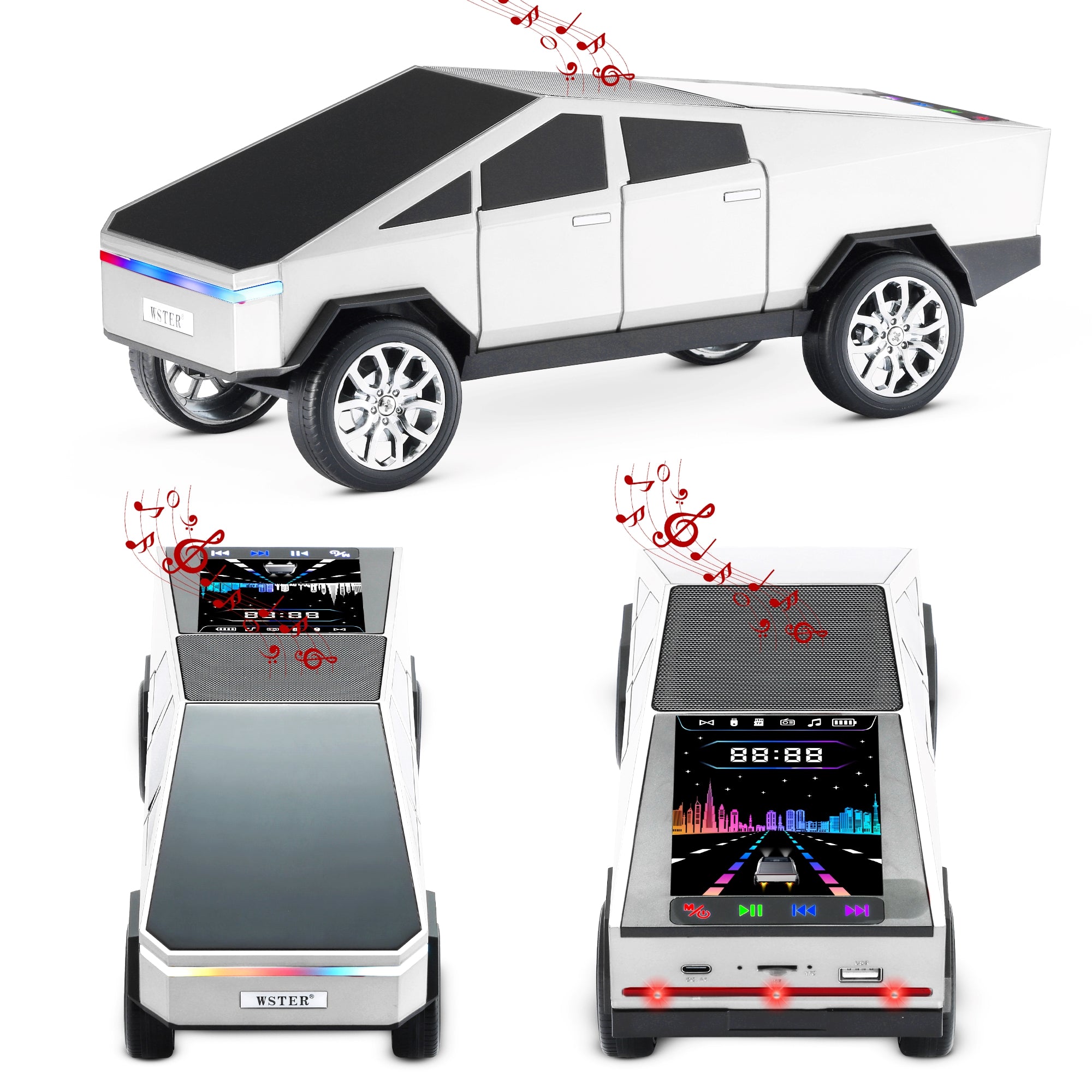 Fuzix WS-580 Car Bluetooth Portable Speaker with LED AUX USB FM Rechargeable