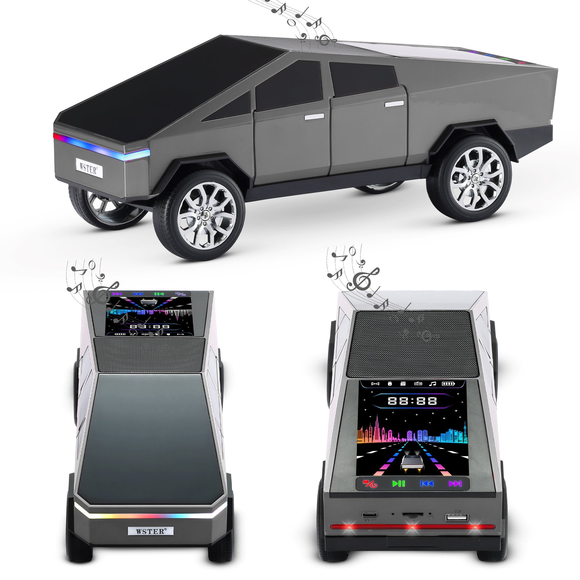 Fuzix WS-580 Car Bluetooth Portable Speaker with LED AUX USB FM Rechargeable