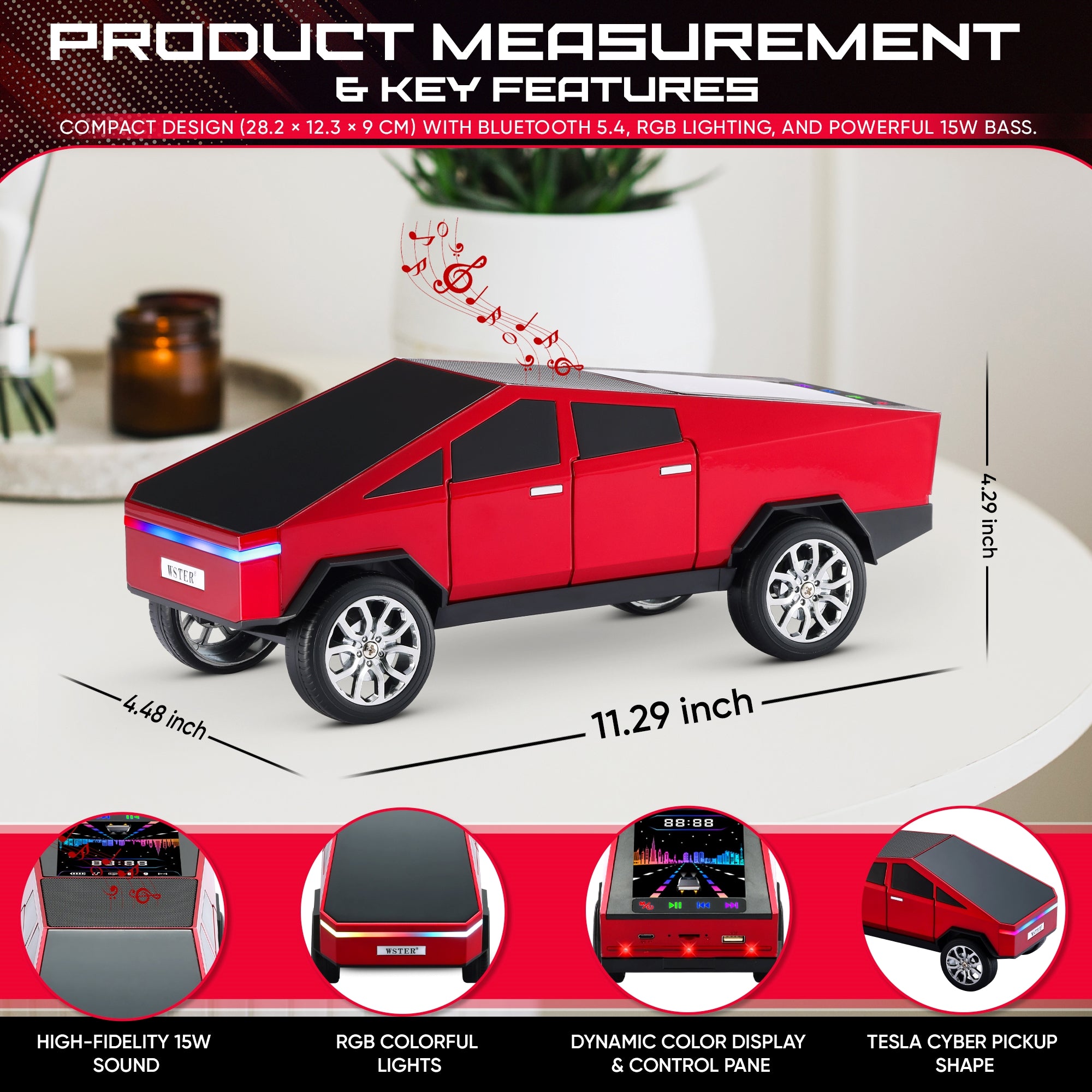 Fuzix WS-580 Car Bluetooth Portable Speaker with LED AUX USB FM Rechargeable