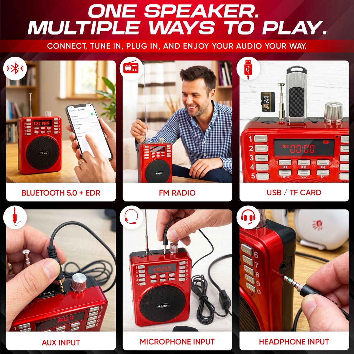 Fuzix Z-127 Portable Bluetooth Speaker & Voice Amplifier with Headset Mic, FM Radio
