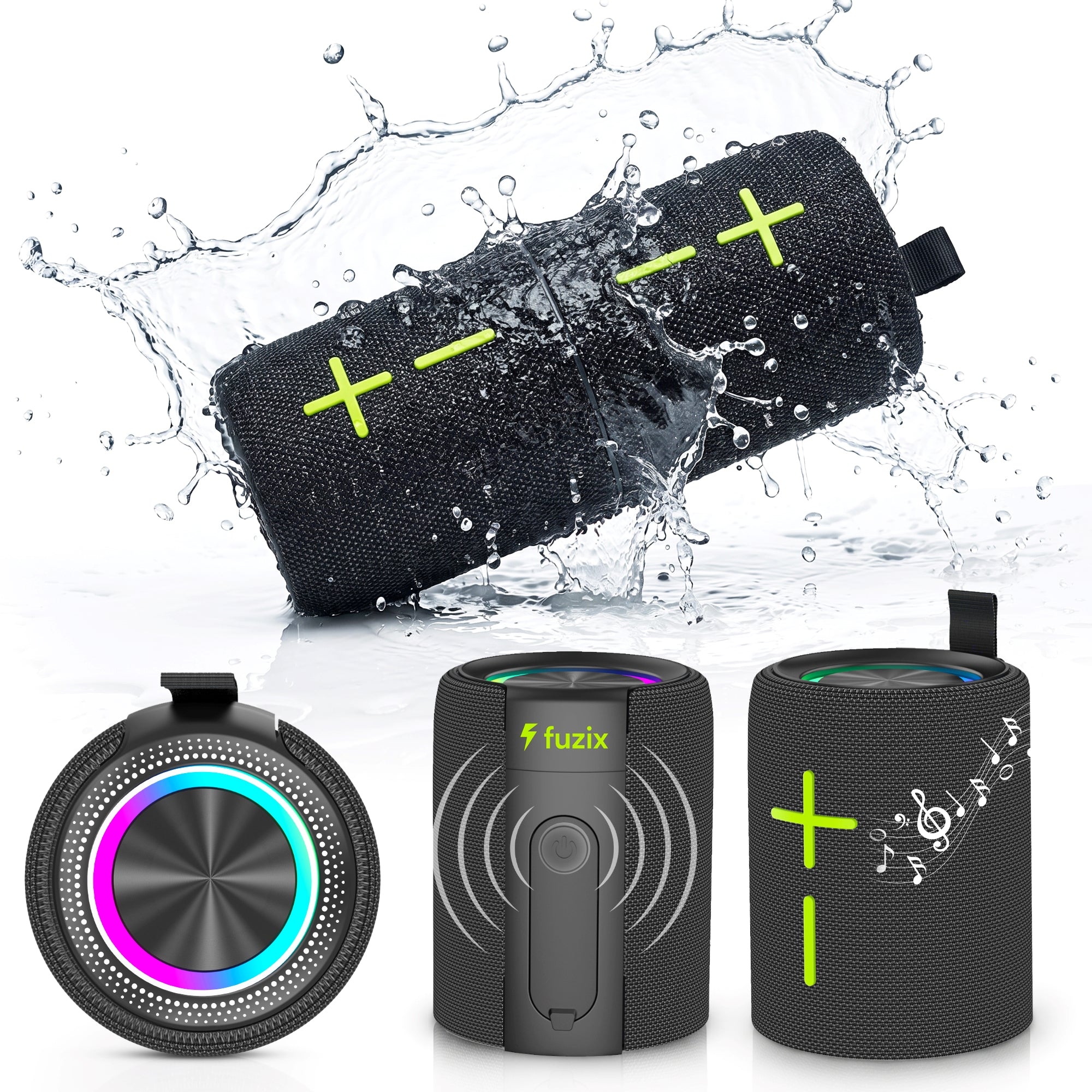 Fuzix Zap 2-in-1 Magnetic Bluetooth Speaker – 20W Split Stereo, RGB, I