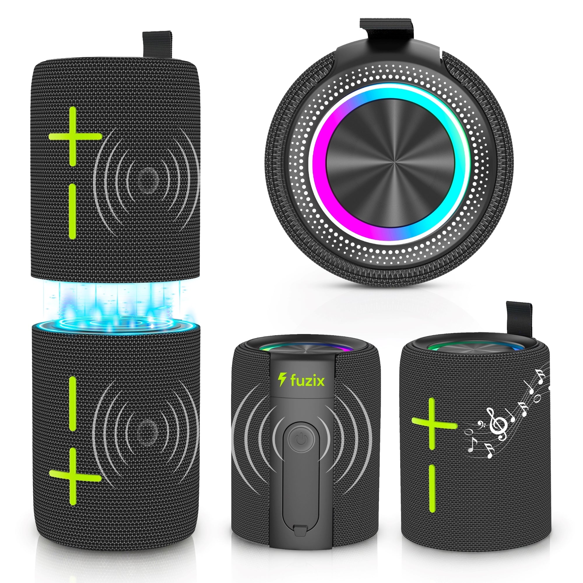 Fuzix Zap 2-in-1 Magnetic Bluetooth Speaker – 20W Split Stereo, RGB, IPX6, 12H Playtime