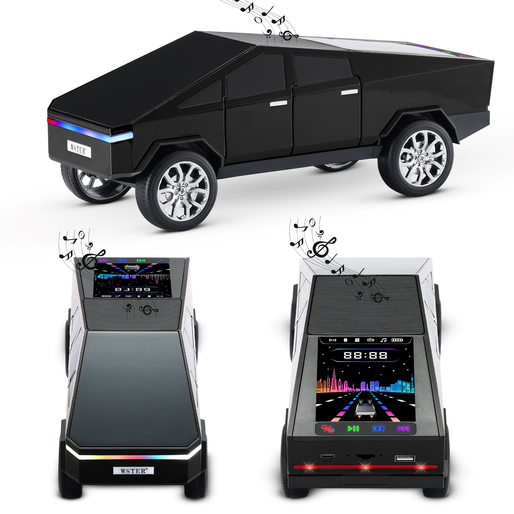 Fuzix WS-580 Car Bluetooth Portable Speaker with LED AUX USB FM Rechargeable