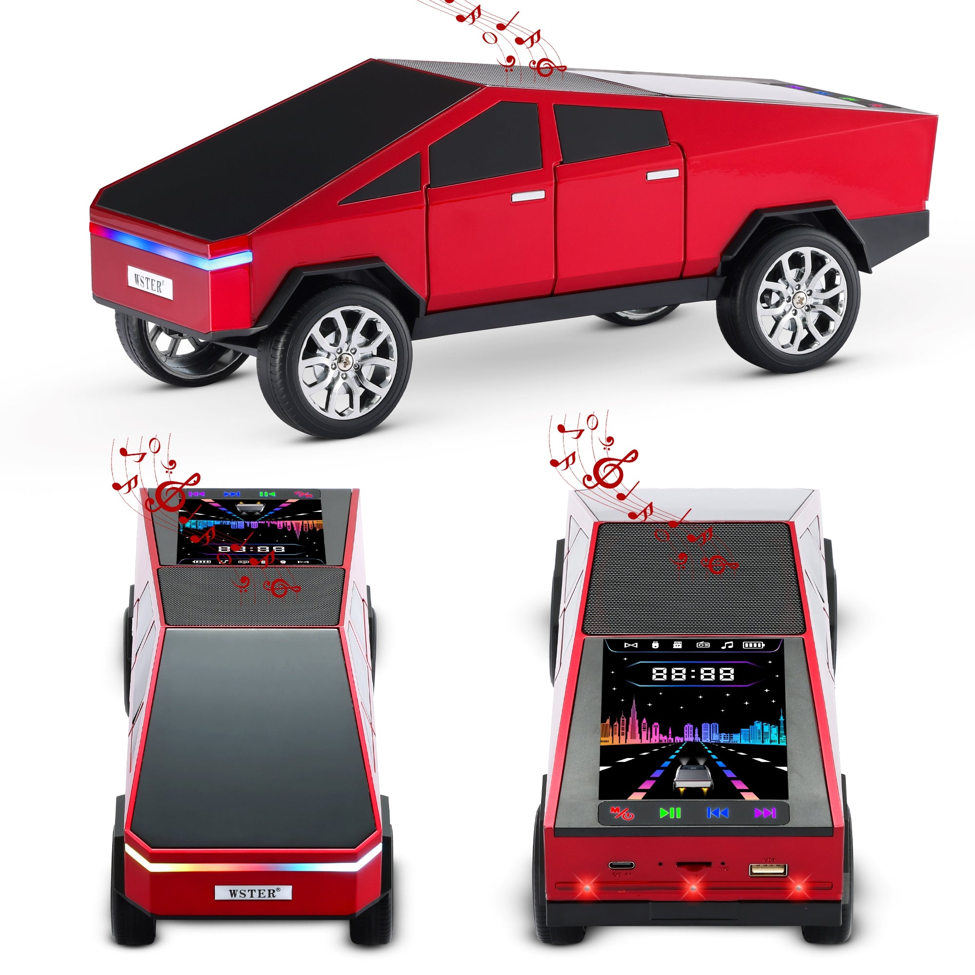 Fuzix WS-580 Car Bluetooth Portable Speaker with LED AUX USB FM Rechargeable