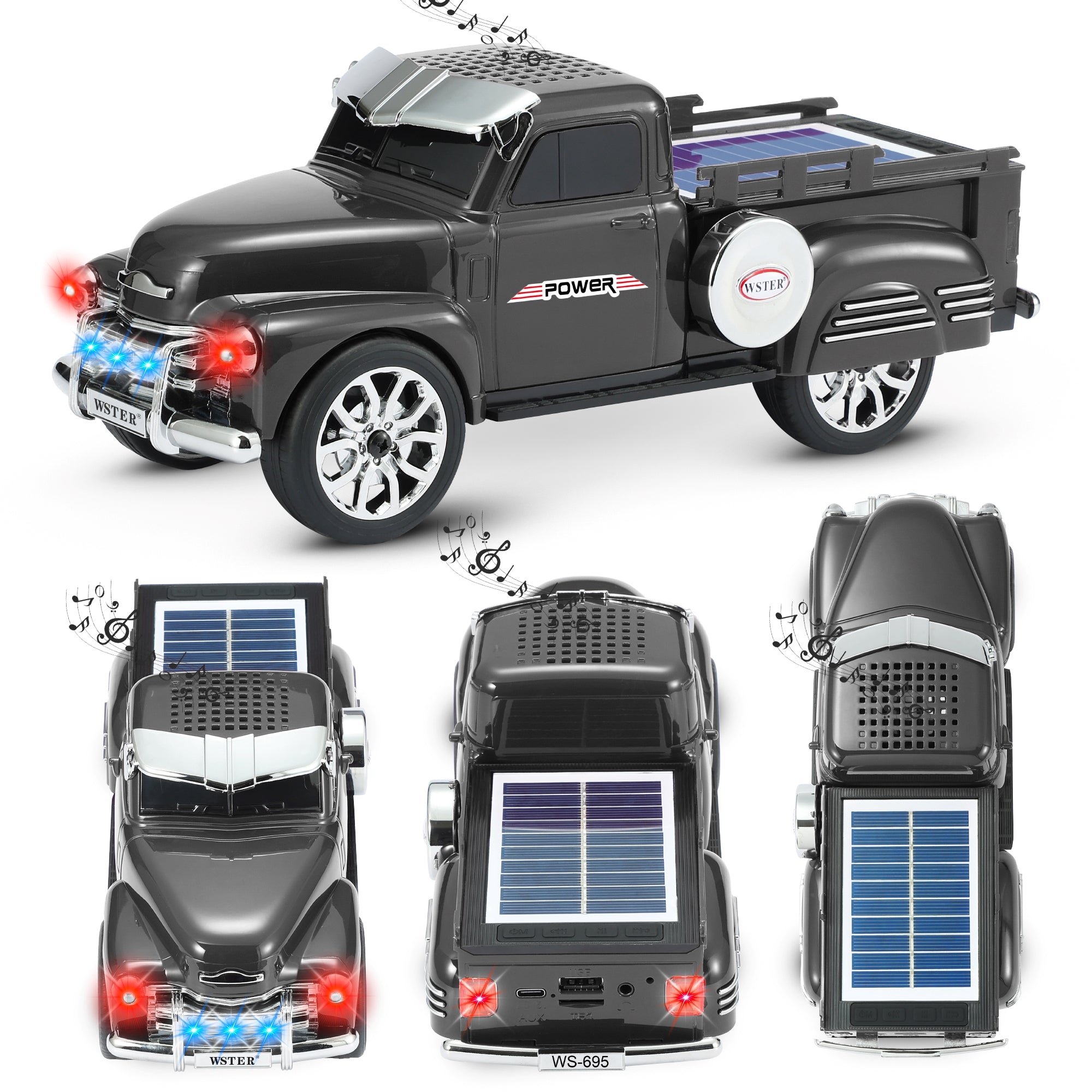 Fuzix WS-695 Car Bluetooth Portable Speaker with LED AUX USB FM Rechargeable