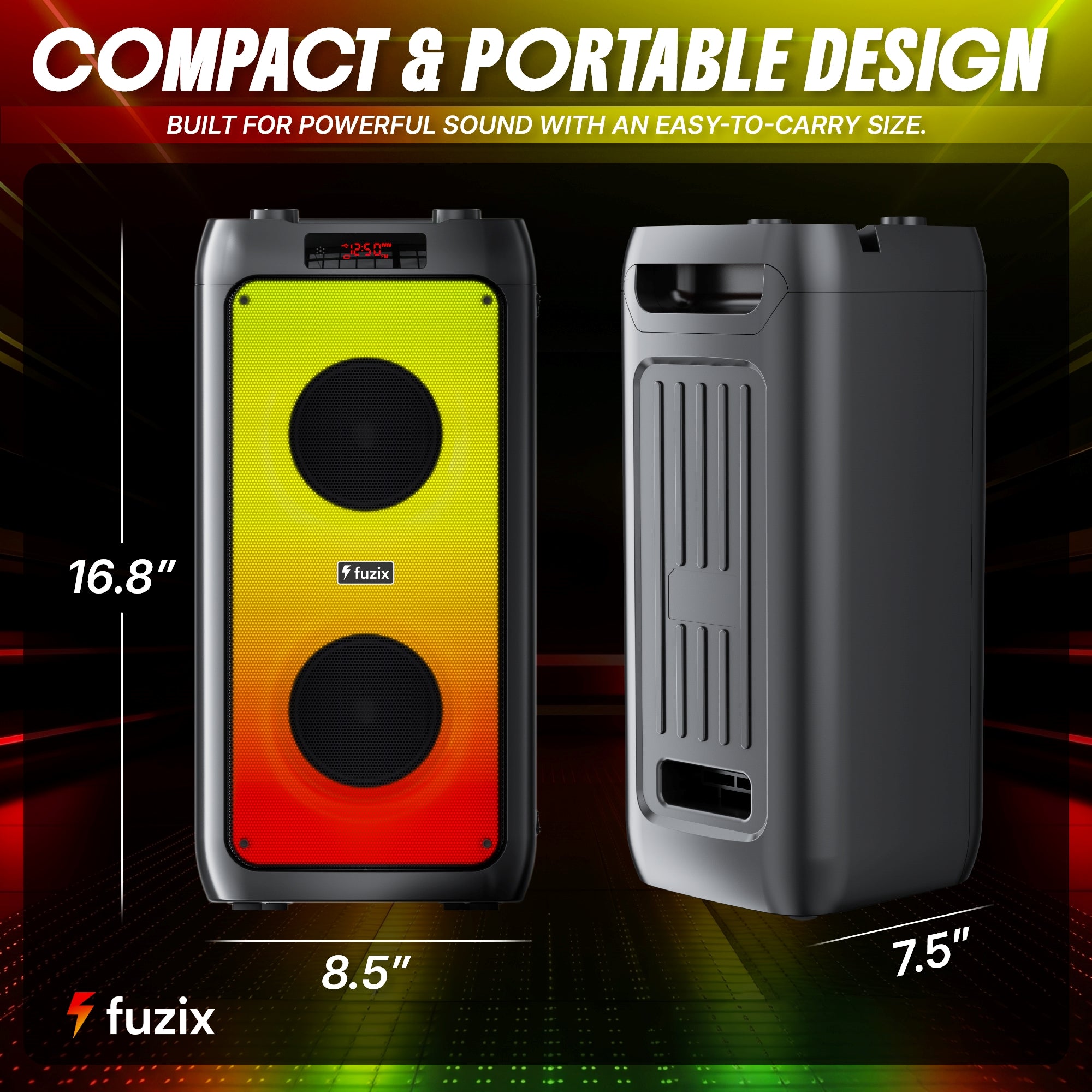 Fuzix Pulse 30W Bluetooth Party Speaker – Wireless Karaoke Mic & LED Lights